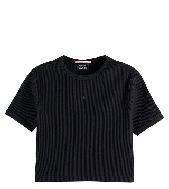 scotch & soda black baby rib striped regular fit t-shirt