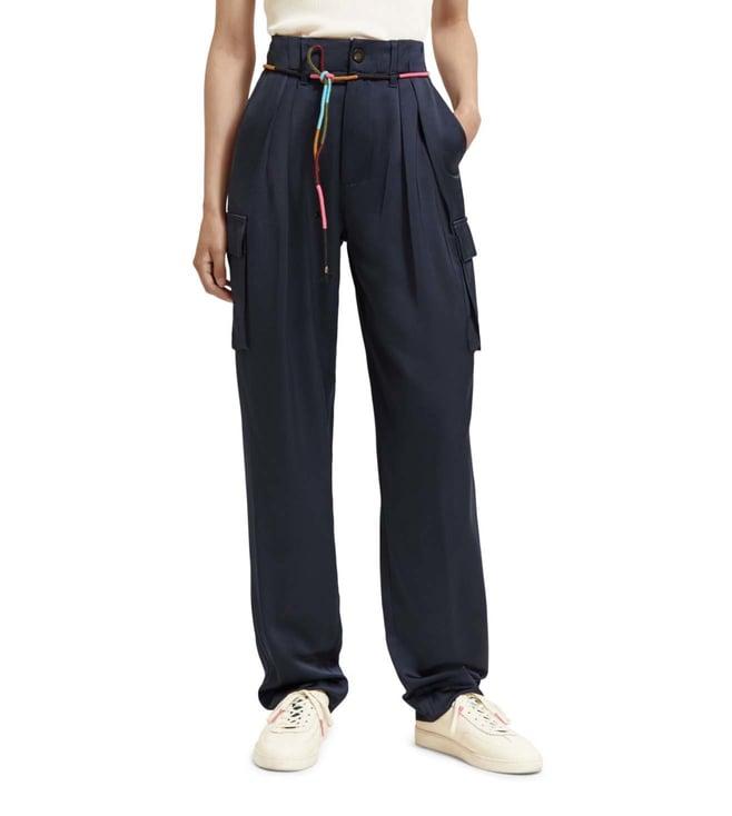 scotch & soda black straight fit pants