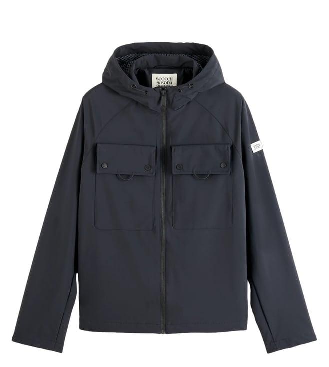 scotch & soda black utility hooded softshell jacket