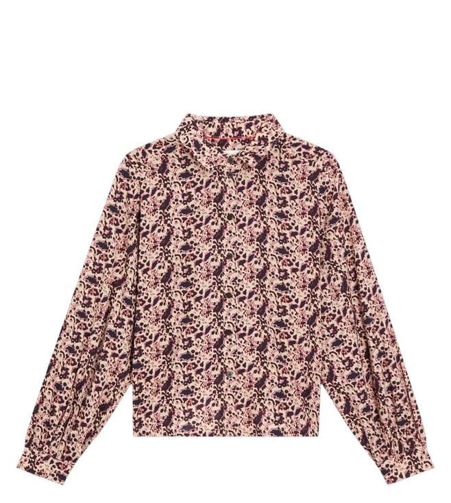 scotch & soda block floral printed relaxed fit shirt