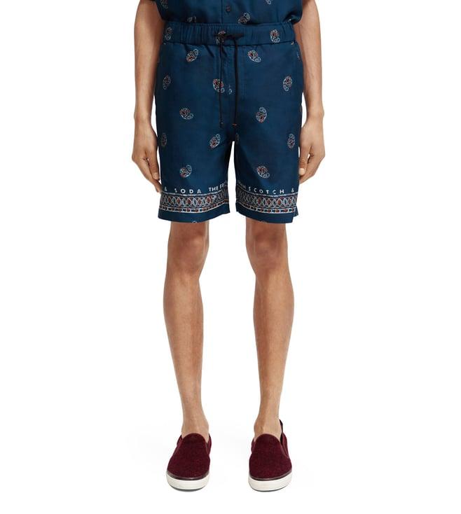 scotch & soda blue printed relaxed fit shorts