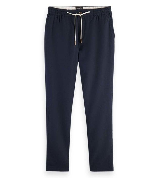 scotch & soda blue straight fit warren trousers