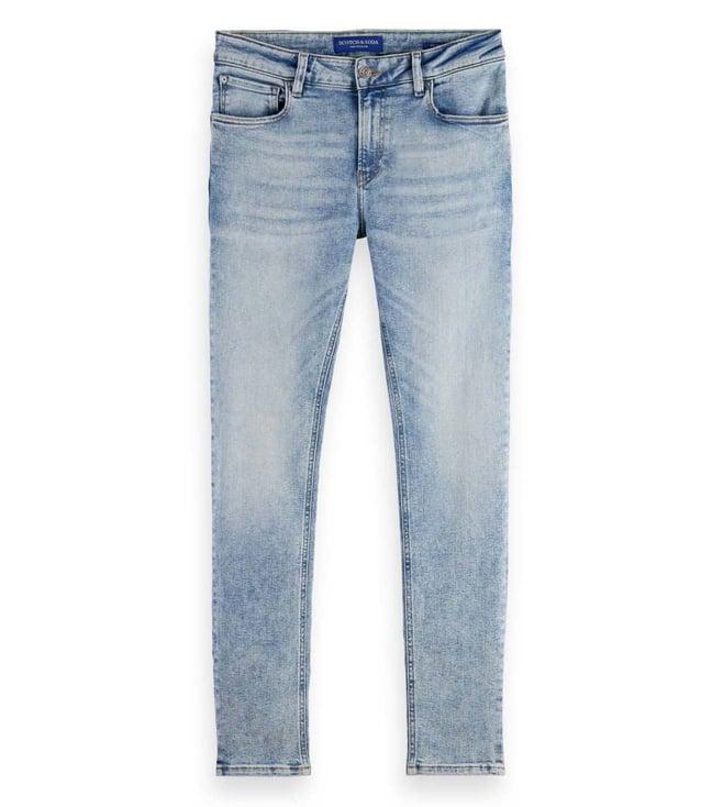 scotch & soda essentials skinny blue heavily washed mid rise jeans