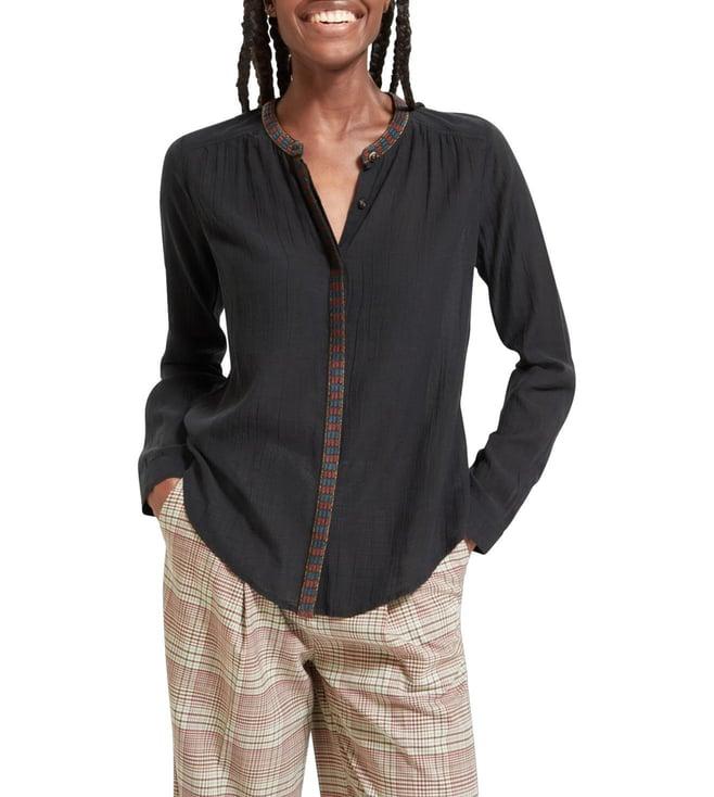 scotch & soda evening black self relaxed fit shirt