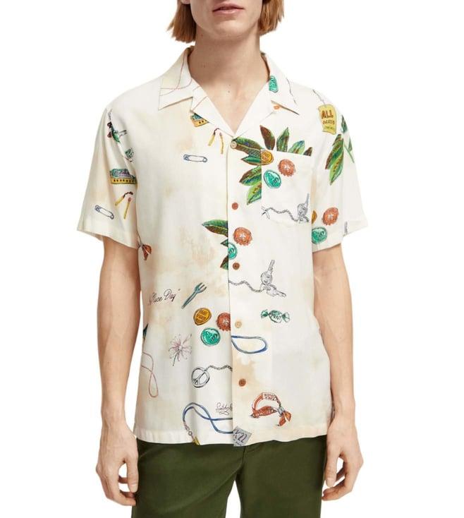 scotch & soda festival trinkets floral regular fit shirt