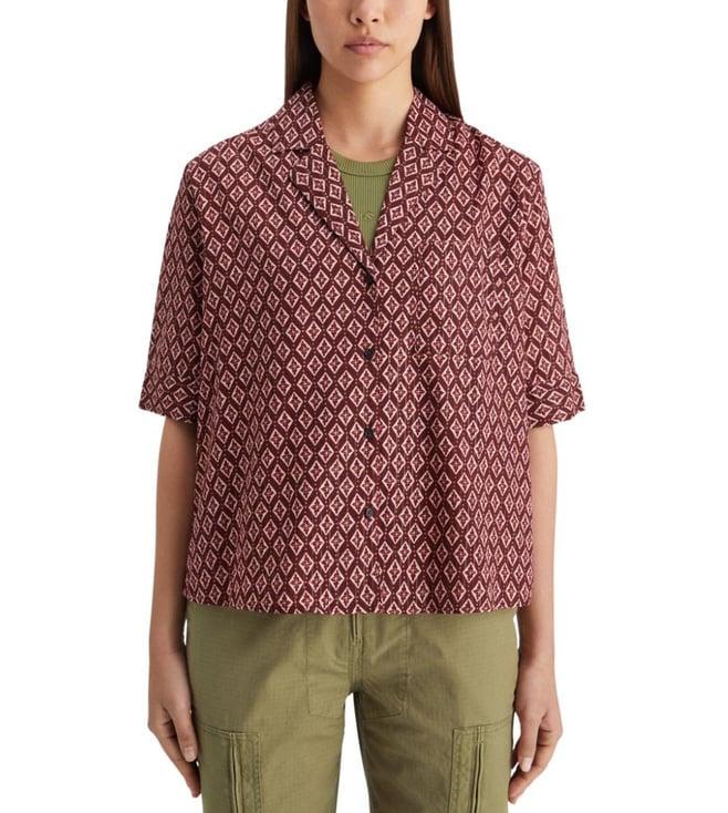 scotch & soda geo flower bordeaux ss shirt lurex print