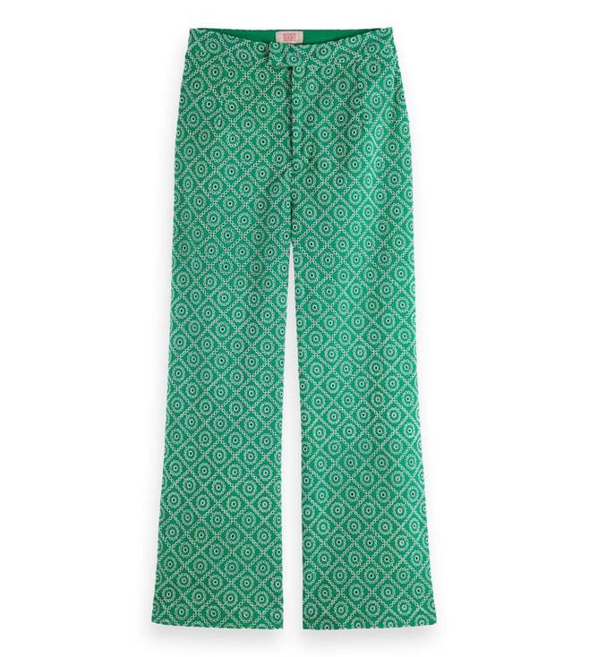 scotch & soda green embroidery straight fit pants