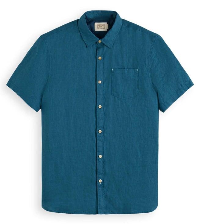 scotch & soda harbour teal regular fit shirt