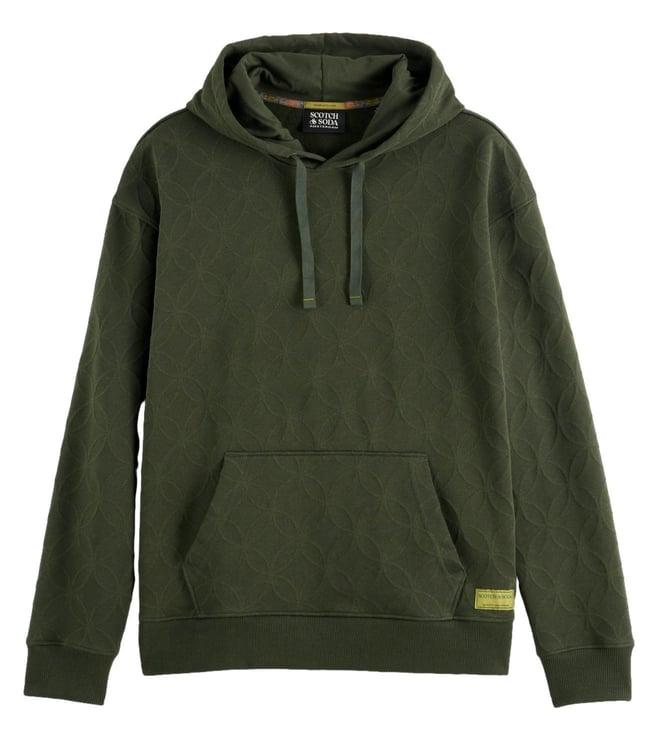 scotch & soda heritage green jacquard terry hoodie