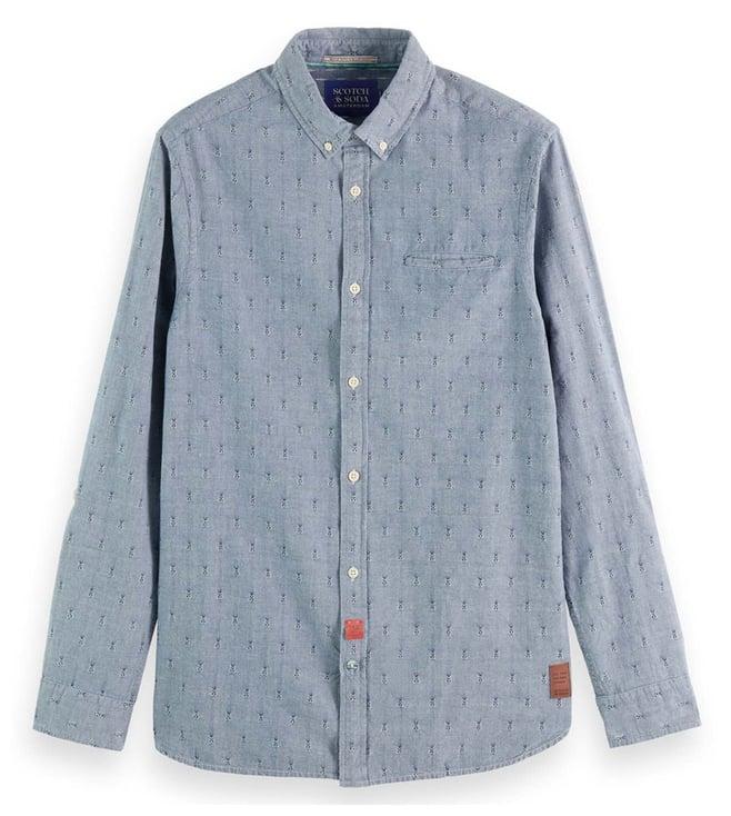 scotch & soda indigo tie - dye regular fit shirt