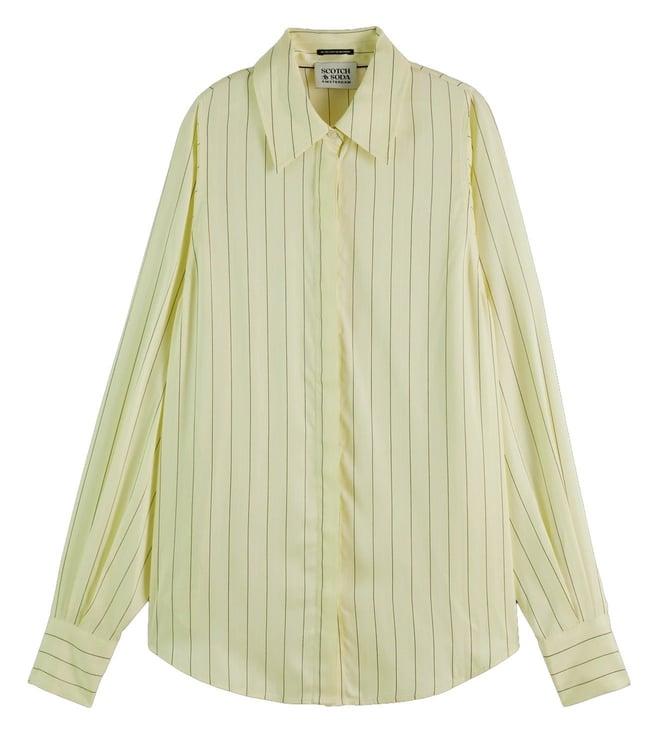 scotch & soda lemon yellow stripe striped lightweight shirt