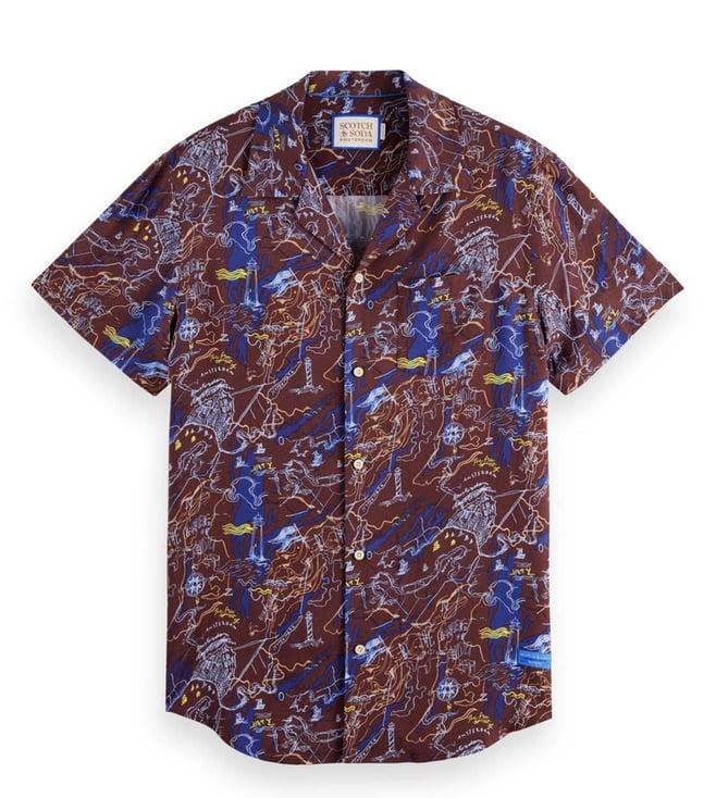 scotch & soda map aop tropical regular fit shirt