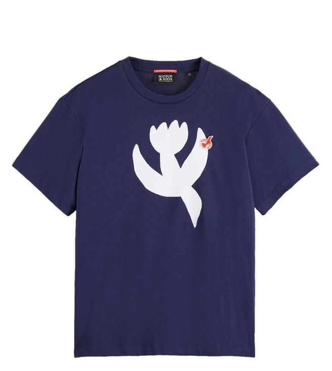 scotch & soda navy core - the free spirit peace bird graphic t-shirt