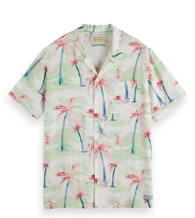 scotch & soda palmtree hawaii aop floral regular fit shirt