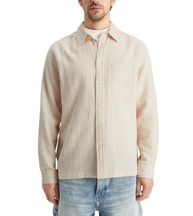 scotch & soda parchment micro dobby check shirt