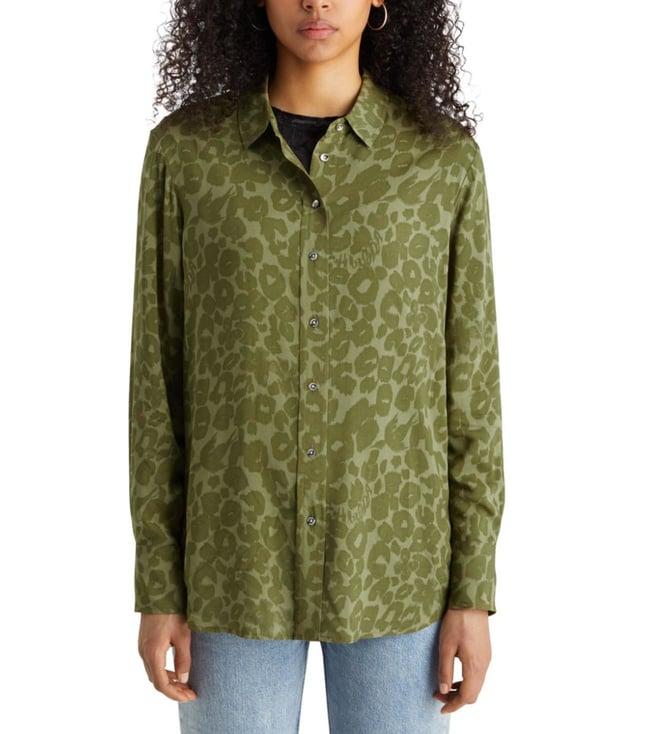 scotch & soda poetry leopard military viscose printed relaxed fit shirt