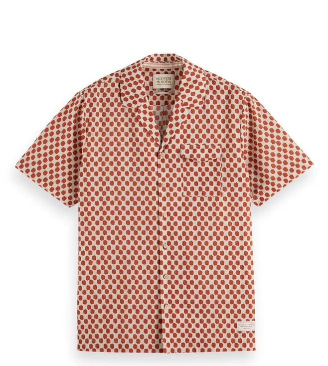 scotch & soda polka red boat printed regular fit shirt