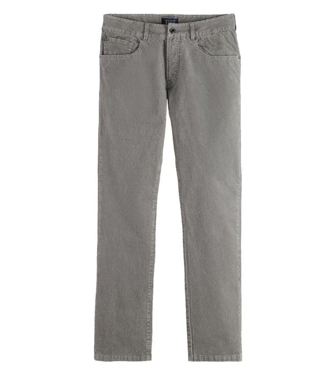 scotch & soda seal grey self regular slim fit trousers