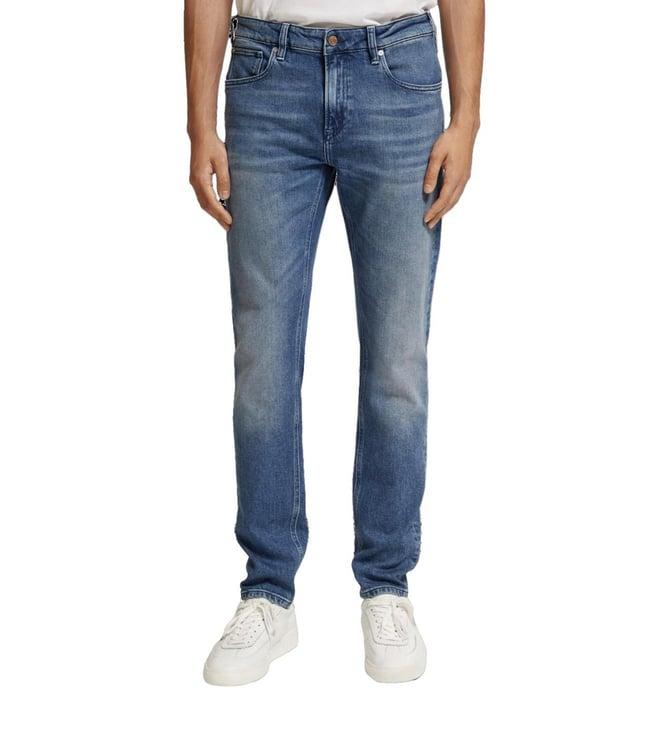 scotch & soda skim blue heavily washed mid rise jeans