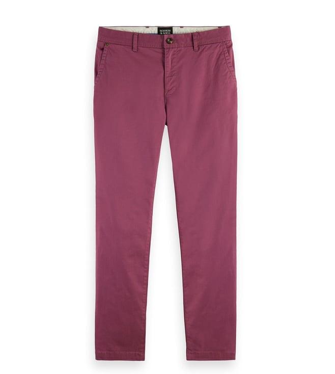 scotch & soda stuart essentials slim purple mid rise chinos