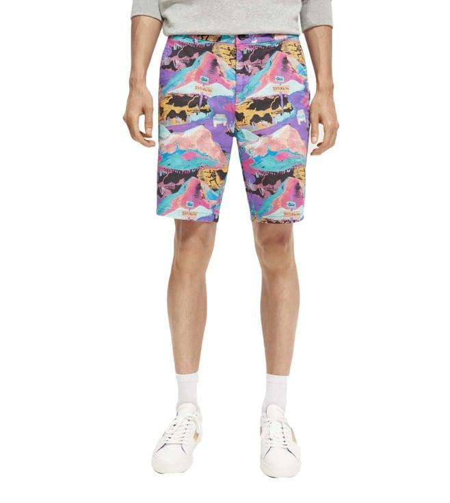 scotch & soda stuart multi printed slim fit shorts