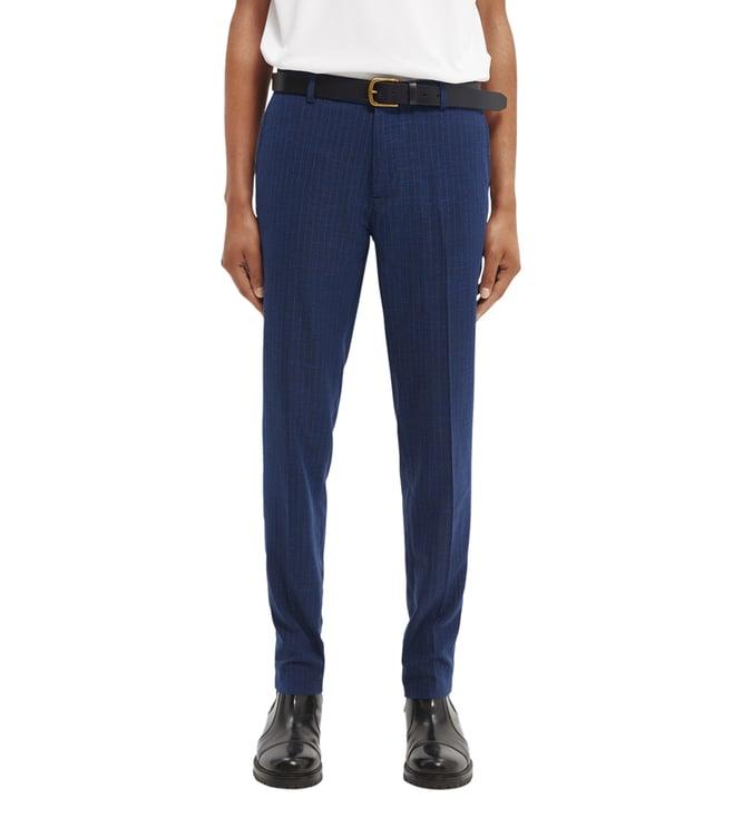 scotch & soda sustainable mott stretch tapered blue mid rise striped chinos