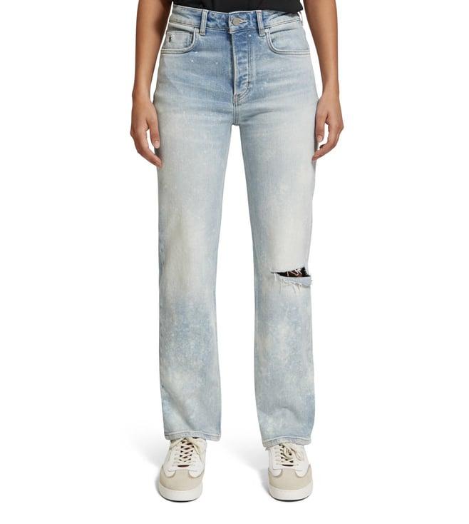 scotch & soda the sky straight heavily washed high rise jeans