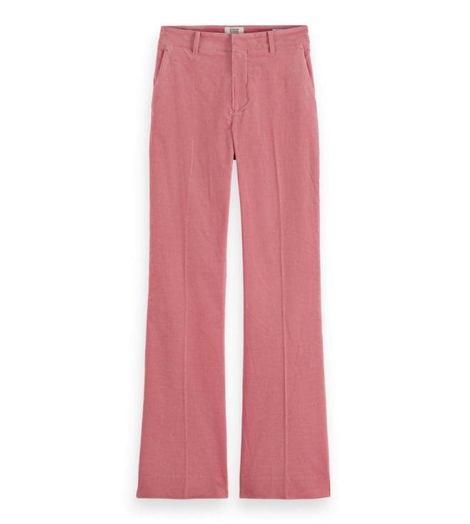 scotch & soda weathered pink self loose fit trousers