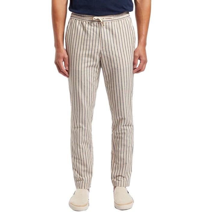 scotch & soda white, navy & red stripes straight fit chinos