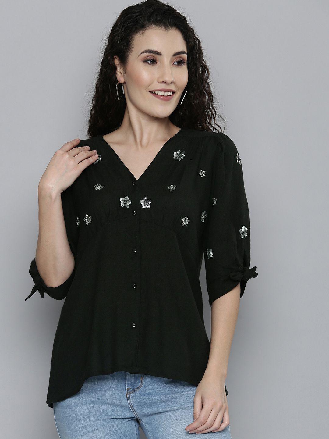 scoup black embellished top