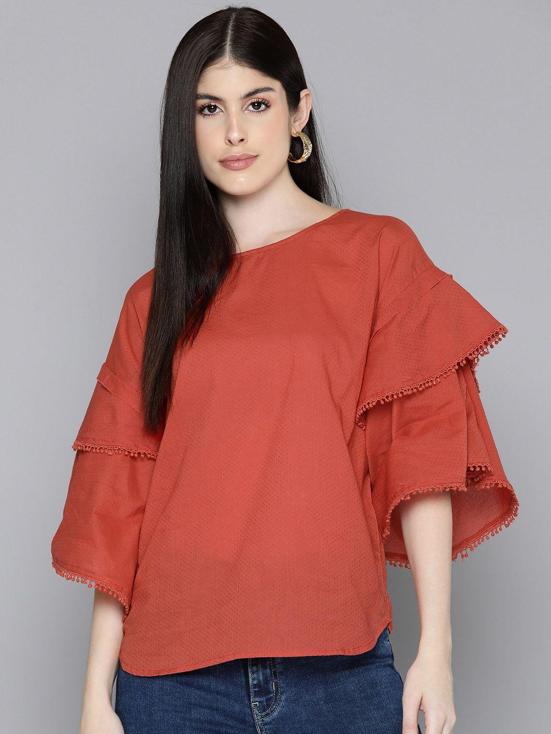 scoup flared sleeve cotton top