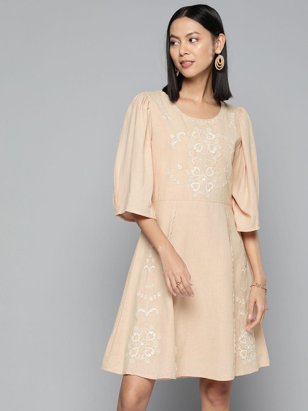 scoup floral embroidered a-line dress