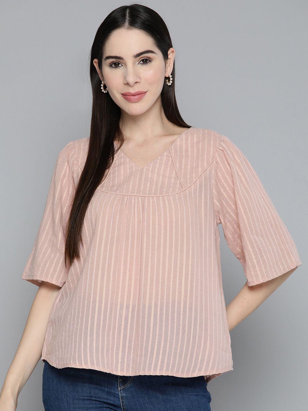 scoup striped flared sleeves top