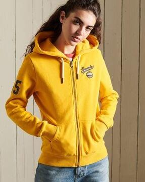 script style col zip-front hoodie with insert pockets