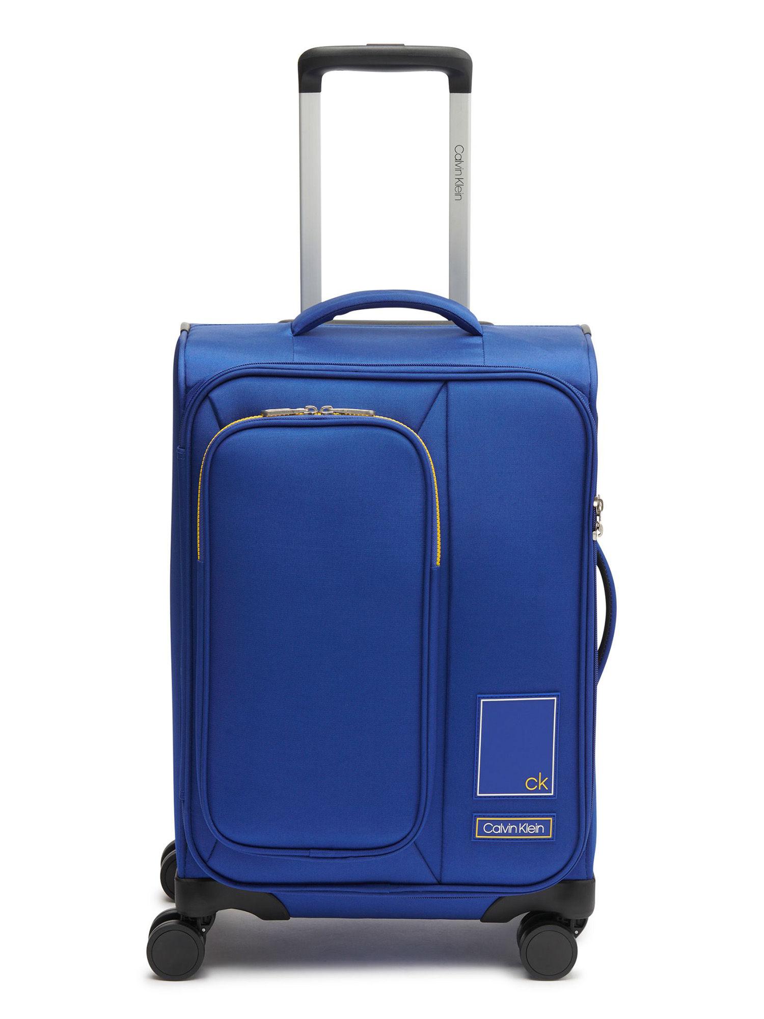 scuba blue color polyester material soft 20" cabin size trolley