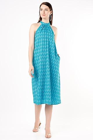 scuba blue cotton kantha dress