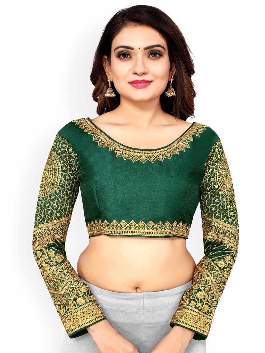 scube designs ethnic motifs embroidered sequinned tie-up silk saree blouse