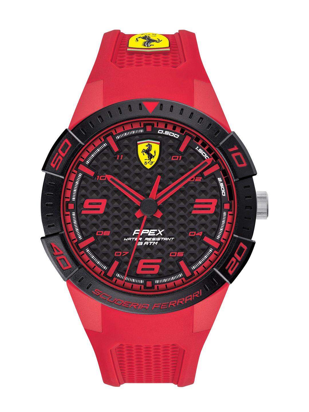 scuderia ferrari men black & red analogue watch