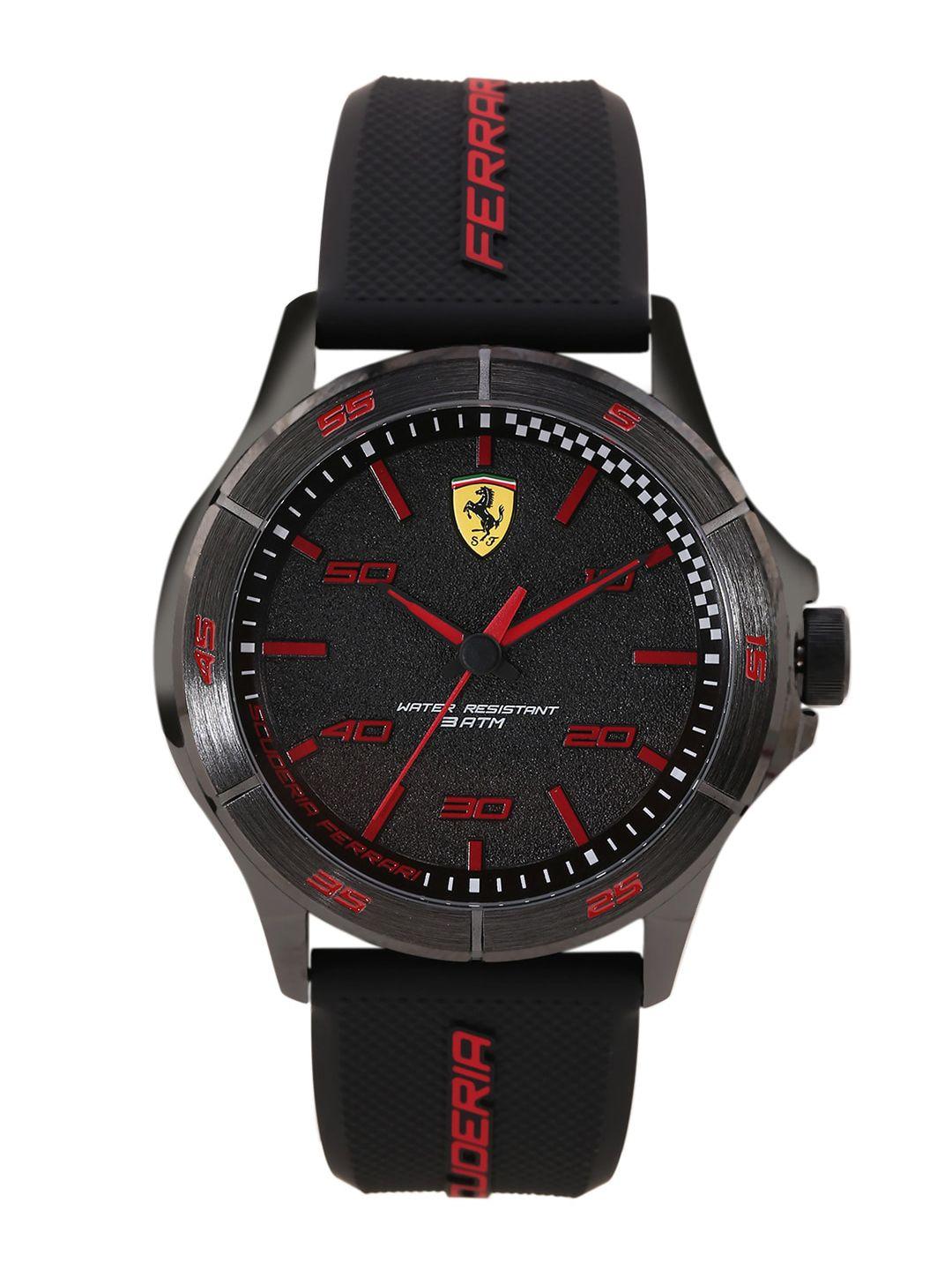 scuderia ferrari men black & red analogue watch