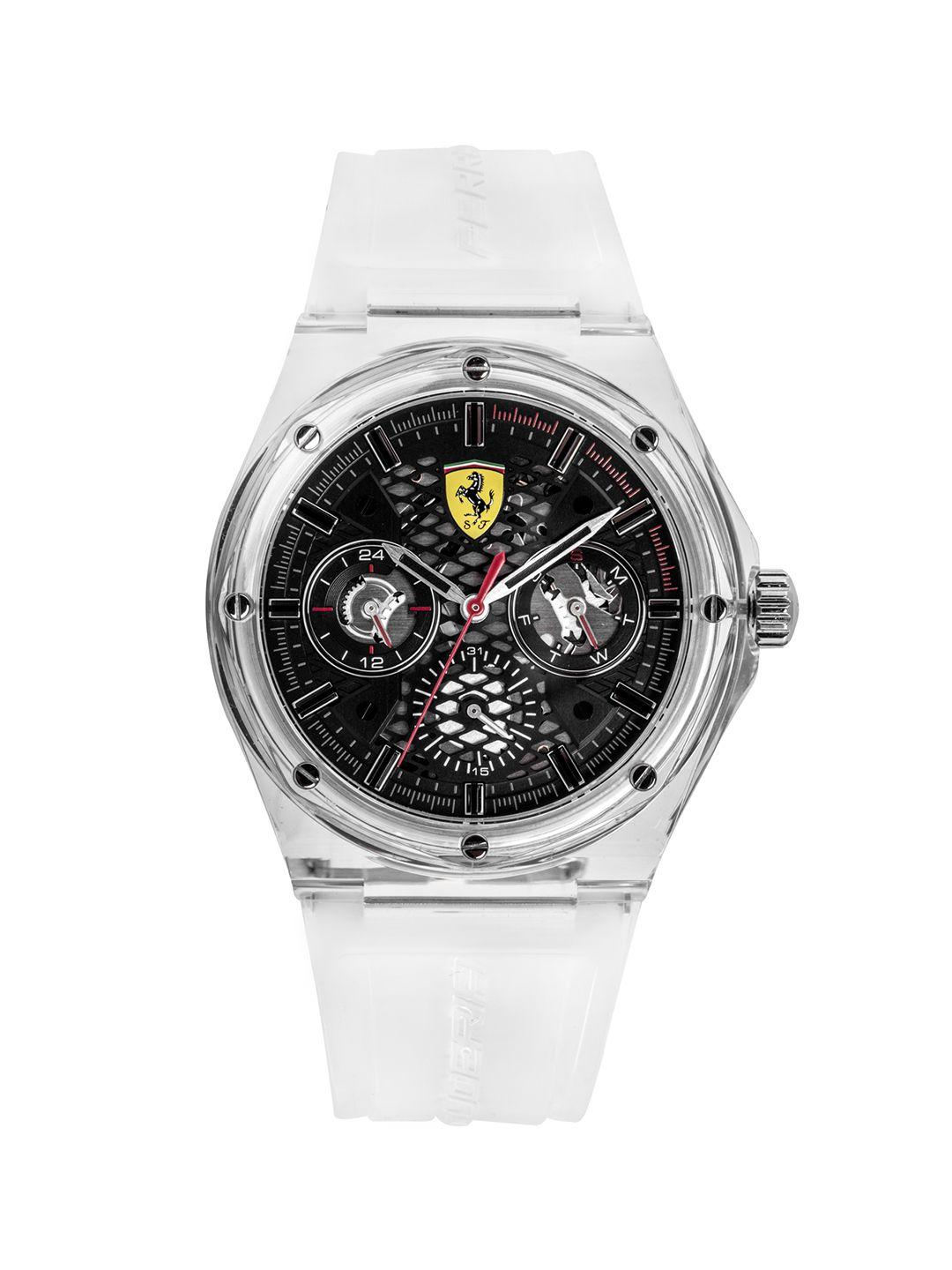 scuderia ferrari men black & transparent multi function watch 0830789