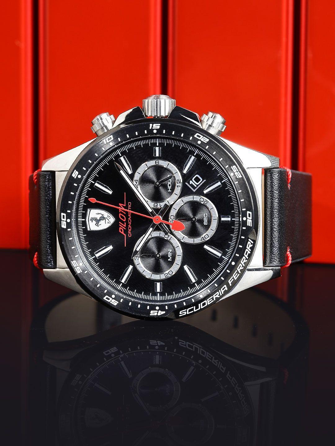 scuderia ferrari men black pilota analogue watch 0830389