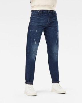 scutar distressed mid-rise washed slim fit jeans