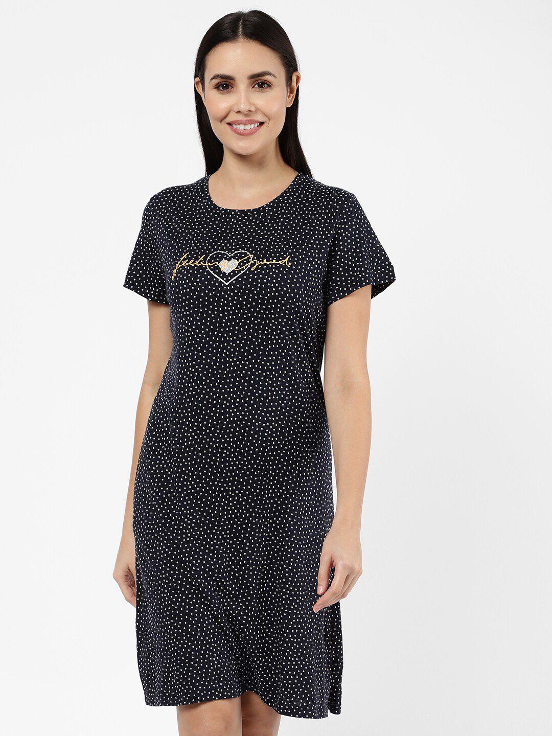 sdl by sweet dreams navy blue printed t-shirt nightdress