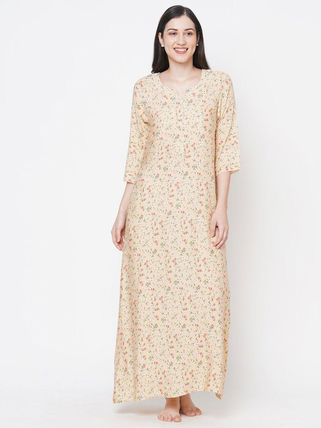 sdl by sweet dreams peach-coloured printed maxi nightdress