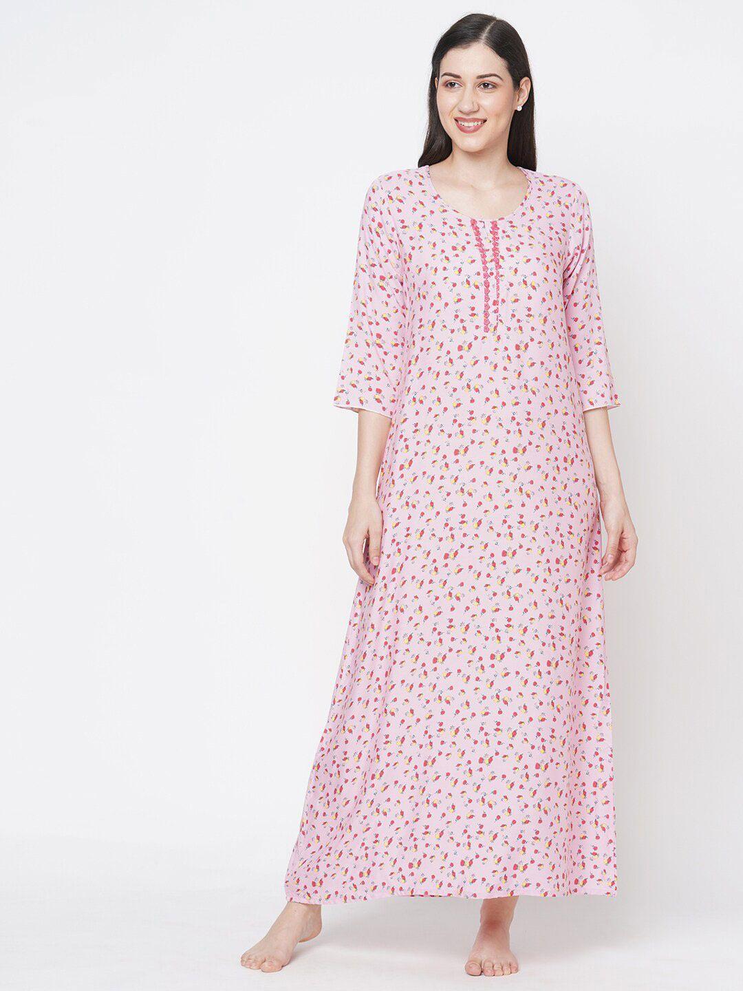 sdl by sweet dreams pink printed maxi nightdress