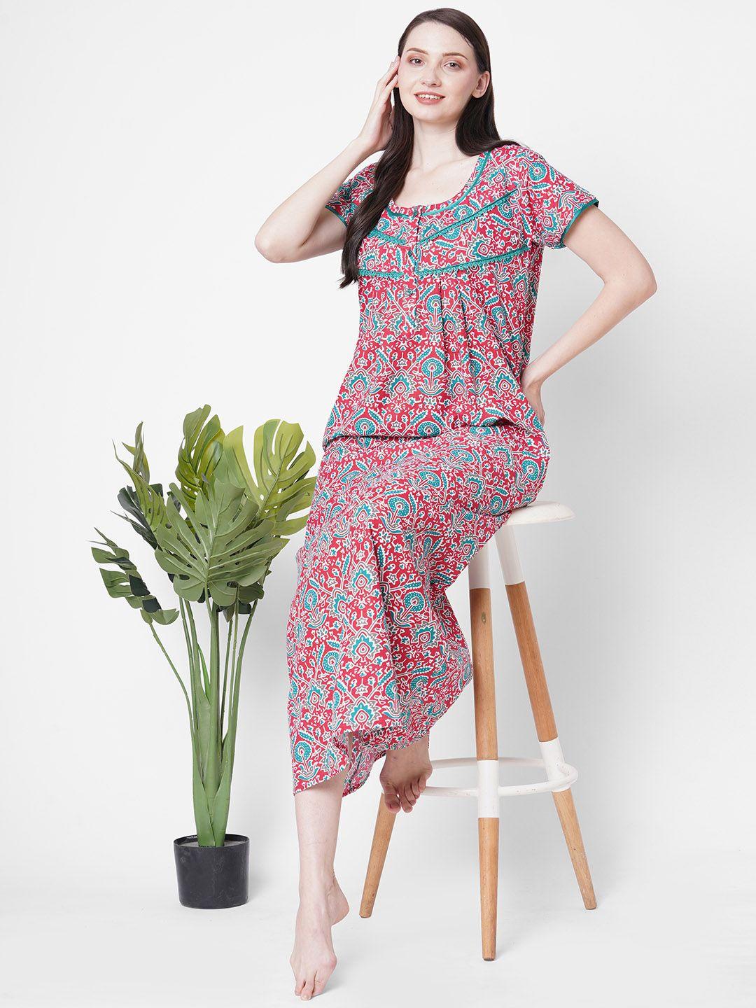 sdl by sweet dreams red printed maxi nightdress