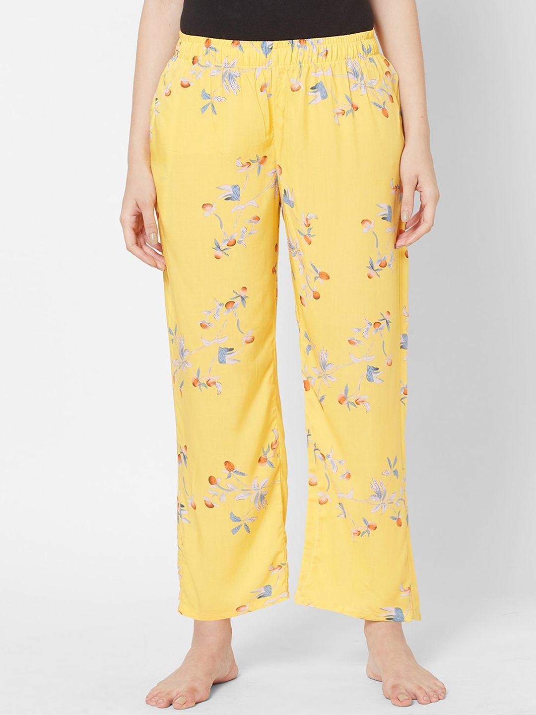 sdl by sweet dreams women yellow floral printed lounge pants