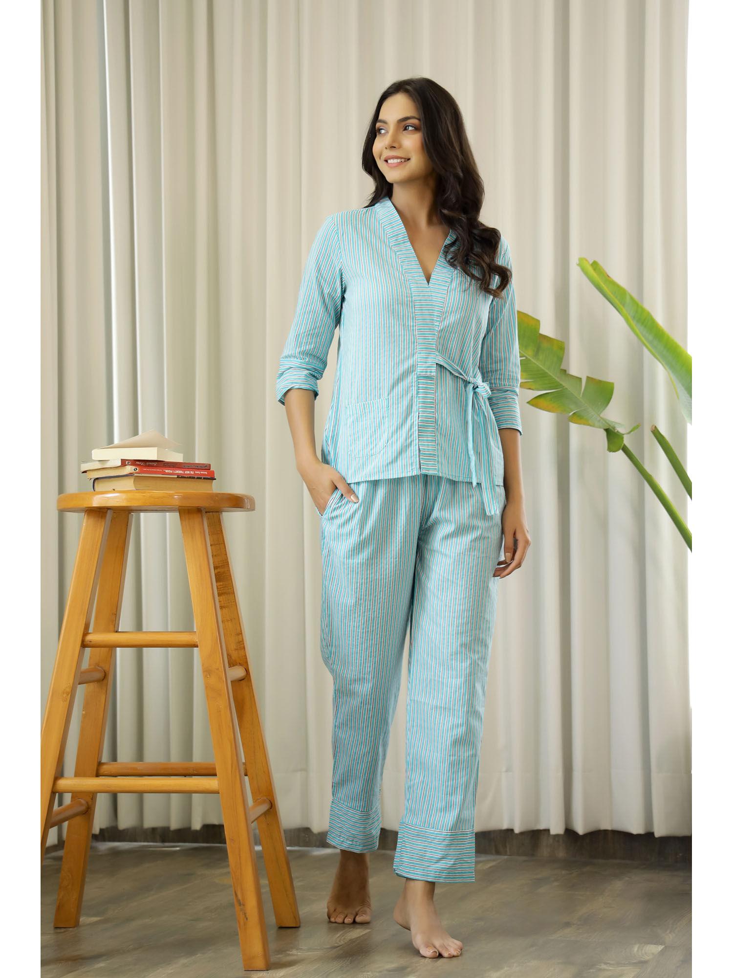 se-osnsp-63b-women pure cotton night suit (set of 2)