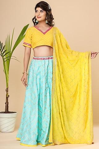 sea green chanderi lehenga set