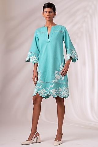 sea green cotton mini dress